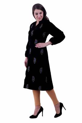 Black Embroidered Velvet Kurti 3