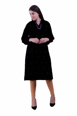 Black Embroidered Velvet Kurti 1