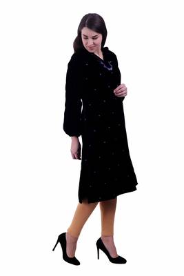 Black Embroidered Velvet Kurti 2