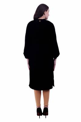 Black Embroidered Velvet Kurti 4