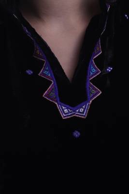 Black Embroidered Velvet Kurti 5