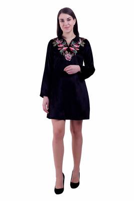 Black Embroidered Velvet Kurti 1