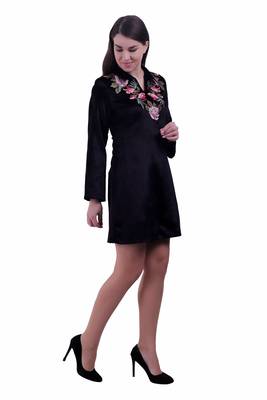 Black Embroidered Velvet Kurti 2