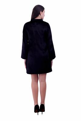 Black Embroidered Velvet Kurti 4