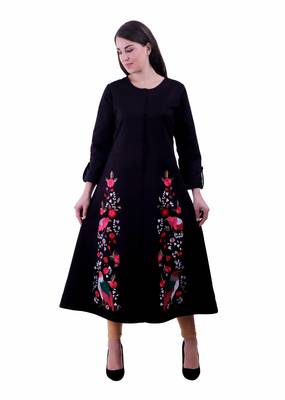 Black Embroidered Cotton Kurti 1