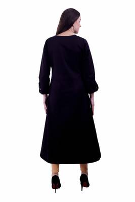 Black Embroidered Cotton Kurti 4