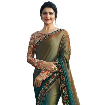 Grey
 plain silk saree with blouse 2