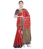 Red Woven Art Silk Saree With Blouse