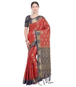 Red Woven Art Silk Saree With Blouse