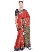 Red Woven Art Silk Saree With Blouse