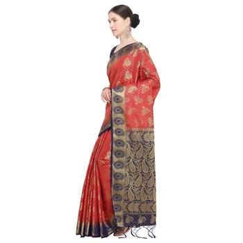 Red Woven Art Silk Saree With Blouse 2