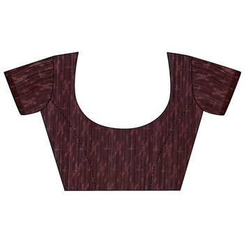 Wine Printed Linen Saree With Blouse 4