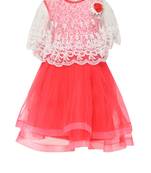 Red Embroidered Nylon Kids Frocks