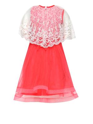 Red Embroidered Nylon Kids Frocks 2