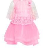 Pink Embroidered Nylon Kids-Frocks