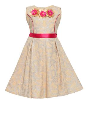 Pink Woven Nylon Kids-Frocks 1