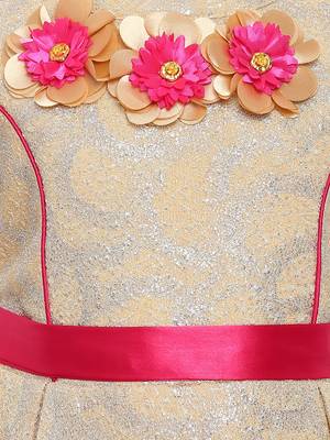 Pink Woven Nylon Kids-Frocks 3