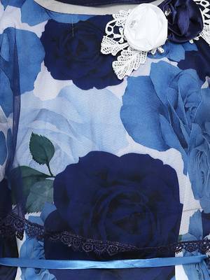 Blue Embroidered Polyester Kids Frocks 3