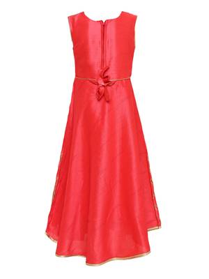 Red Embroidered Silk Kids-Girl-Gowns 2
