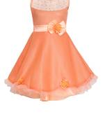 Orange Embroidered Nylon Kids Frock