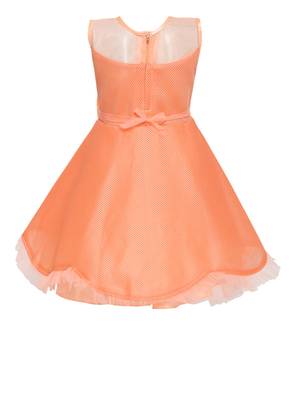 Orange Embroidered Nylon Kids Frock 2