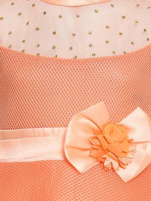Orange Embroidered Nylon Kids Frock 4