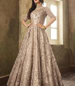 Beige embroidered net salwar