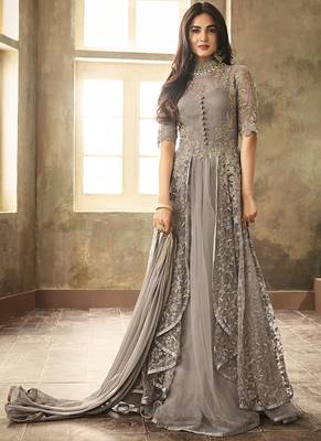 Grey Embroidered Net Salwar 1