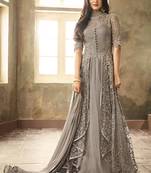 Grey Embroidered Net Salwar