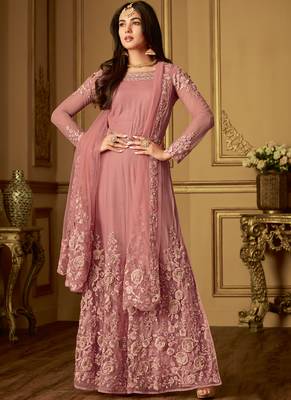 Pink Embroidered Net Salwar 1
