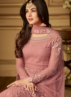 Pink Embroidered Net Salwar 3