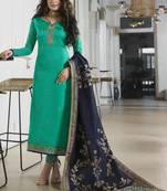 Turquoise Embroidered Georgette Salwar