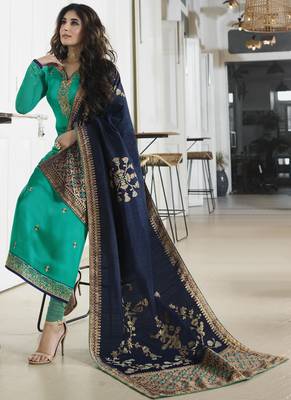 Turquoise Embroidered Georgette Salwar 2