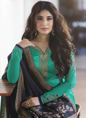 Turquoise Embroidered Georgette Salwar 3
