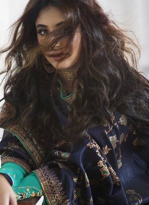 Turquoise Embroidered Georgette Salwar 4