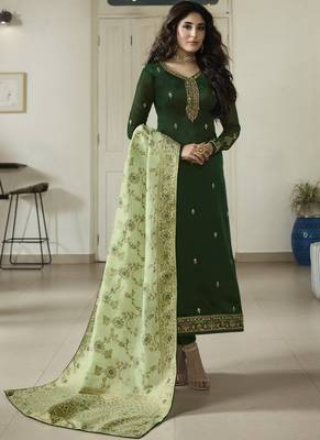 Dark-Green Embroidered Georgette Salwar 1