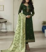 Dark-Green Embroidered Georgette Salwar