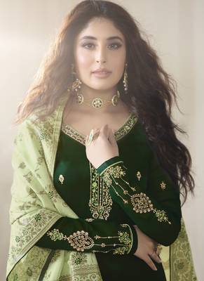 Dark-Green Embroidered Georgette Salwar 3