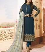 Dark-Teal Embroidered Georgette Salwar