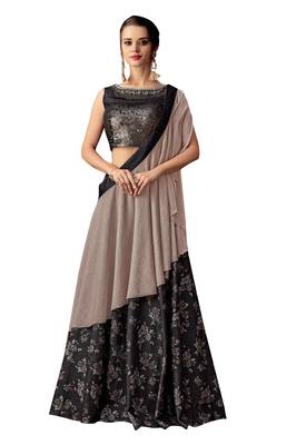 Black Printed Jacquard Saree With Blouse 1
