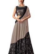 Black Printed Jacquard Saree With Blouse