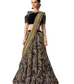 Black Printed Jacquard Saree With Blouse