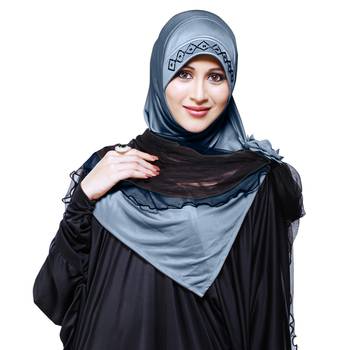 Grey Plain Cotton Poly Hijab 1
