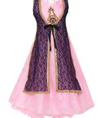Pink Embroidered Nylon Kids-Girl-Gowns