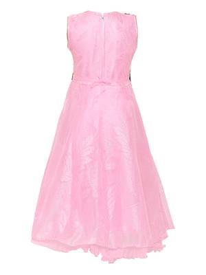Pink Embroidered Nylon Kids-Girl-Gowns 2