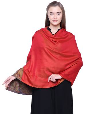 Anekaant Rust & Multicolour Modal Paisley Woven Design Shawl 1