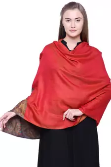 Anekaant Rust & Multicolour Modal Paisley Woven Design Shawl