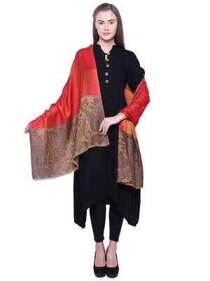 Anekaant Rust & Multicolour Modal Paisley Woven Design Shawl 2