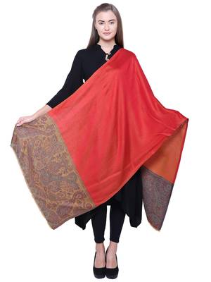 Anekaant Rust & Multicolour Modal Paisley Woven Design Shawl 3