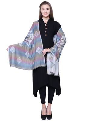 Anekaant White Pastels Viscose Rayon Geometrical Woven Design Shawl 2